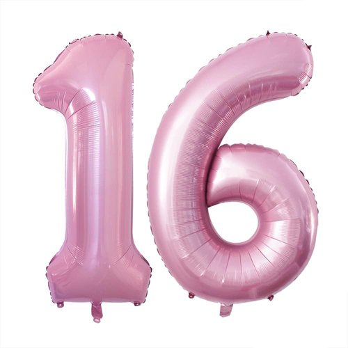 GOER 16th Birthday Balloons - Jumbo 42 Inch Foil Helium Decorations | Light Pink Sweet 16 Party Decor