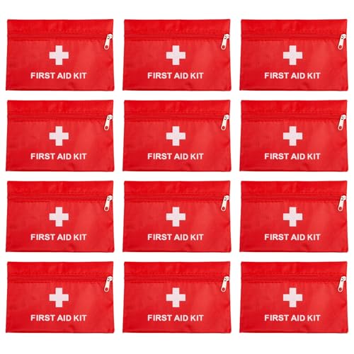 HNYG 12 Pcs First Aid Bags Empty,Mini First Aid Pouch Empty,Mini First Aid Kit Bulk,Zipper Pouches for Emergency,Travel and Outdoor.(4.3 x 6.3 inch)