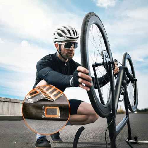 LECHI Bike Tire Repair Kit with Vulcanizing Patches,Stainless Steel Levers,Valve core Wrench for Motorcycle BMX Cycling MTB Road Mountain Bicycle(40 PCS)