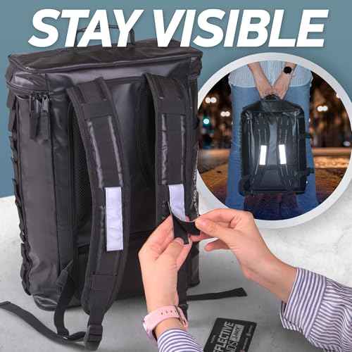 Reflective Backpack Bands | 3M Scotchlite Reflectors | Hook-and-Loop Closure | 1x4 & 1.5x5 in | 2-Pack (Silver)