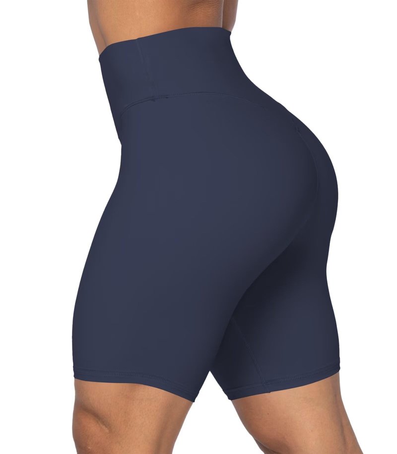 Sunzel No Front Seam High Waist Biker Shorts for Women, Squat Proof Yoga Workout Gym Bike Shorts 8" Inseam Ash Blue Large