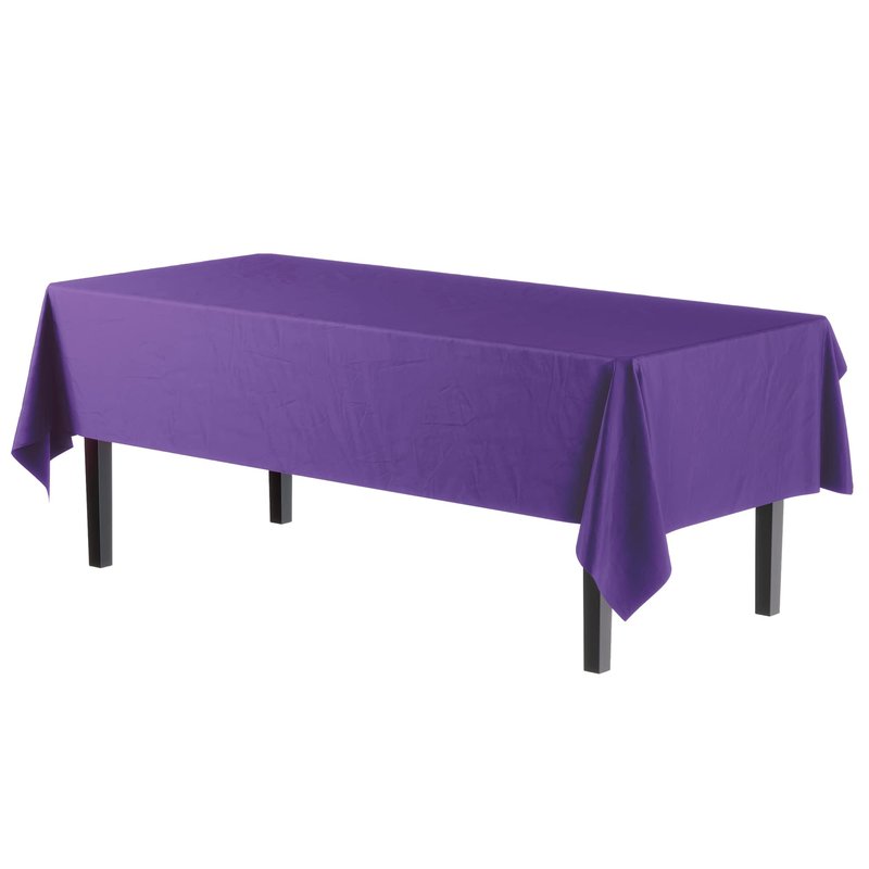 Exquisite Party Solids 6-Pack Premium Plastic Tablecloth 54in. x 108in. Rectangle Plastic Table Cover - Purple