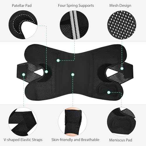 Knee Brace with Side Stabilizers for Meniscus Tear, Adjustable Knee Wrap for Pain Relief, Breathable Compression Knee Support for Knee Pain, ACL, MCL, Arthritis, Sports, Women&Men (Black, Large)