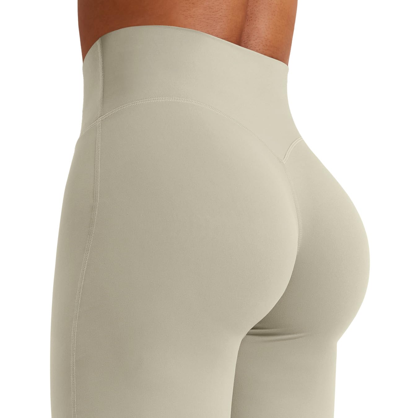 YEOREO Workout Leggings Womens No Front Seam Straight Leggings 33" High Waist Buttery Eddiy Gym Yoga Pants Light Sand L
