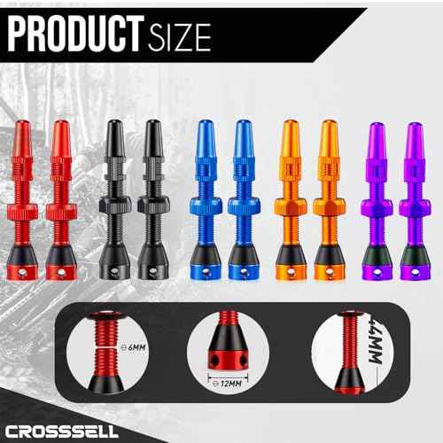 Tubeless Presta Valve Stems 44mm ? Lightweight Aluminum Pair with Removable Cores & Caps ? Orange ? Compatible with MTB & Road Bike Rims Black