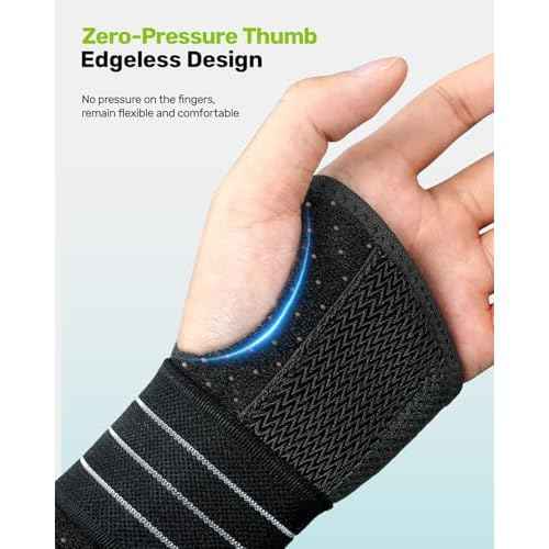 Carpal Tunnel Wrist Brace, Adjustable Night Wrist Support with 3 Metal Splints, Hand Brace for Men Women No Pressure on Thumb, Splint Stabilizer for Work, Arthritis (Right Hand, Gray, Medium)