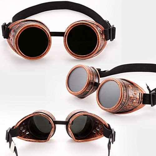 Frienda 6 Pcs Retro Steampunk Goggles Mad Scientist Style Goggles Victorian Sunglasses Black Punk Glasses Cosplay