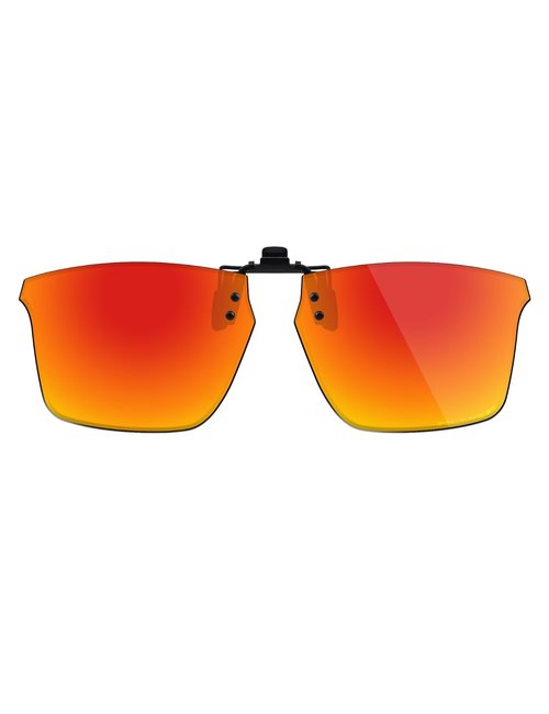 Fiskr Polarized Clip-On Sunglasses Flip Up Anti-Glare UV Protection Glasses for Oakley Litebeam OX8140 55mm - Compact Fit - Fire Red