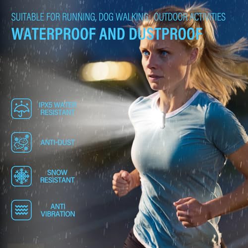 Running Lights for Runners, Rechargeable Clip On Flashlight for Runners Safety Light for Walking at Night, Portable Hands Free Flashlight for Walking Dog, LED Work Light Warning Flashing Camping(2Pcs)