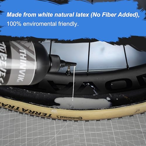 Thinvik Tubeless Tire Sealant 500ML/16.9oz No Puncture Hassle and Leak Prevention for Road Bike MTB CX and Gravel Bicycle Tubeless Tyres Sealant Injector Set/500ML(Single)
