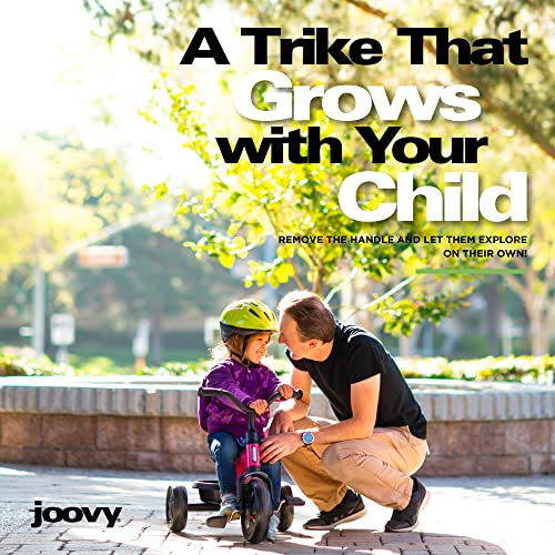 Joovy Tricycoo Fold & Go Toddler Tricycle Featuring Removable, Adjustable Push Handle, Lockable Pedals, Height-Adjustable Seat, 3-Point Safety Harness, and Rear Storage Box (Blueness), 27.6"x18.5"x37"