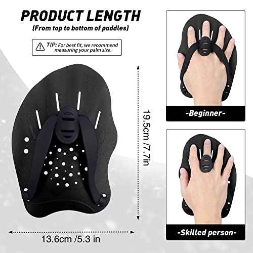 Swim Paddles With Adjustable Straps - Hand Paddles for Lap Swimming, Equipment for Women, Men, Children (1 Pair)