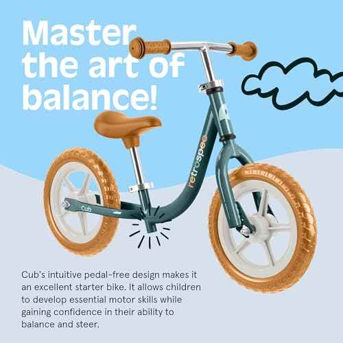 Retrospec Cub Toddler Balance Bike for Ages 18 Months - 3 Years - 12in No-Pedal Beginner Bicycle with Adjustable Seat, Puncture-Proof Tires & Safe Low Frame Design