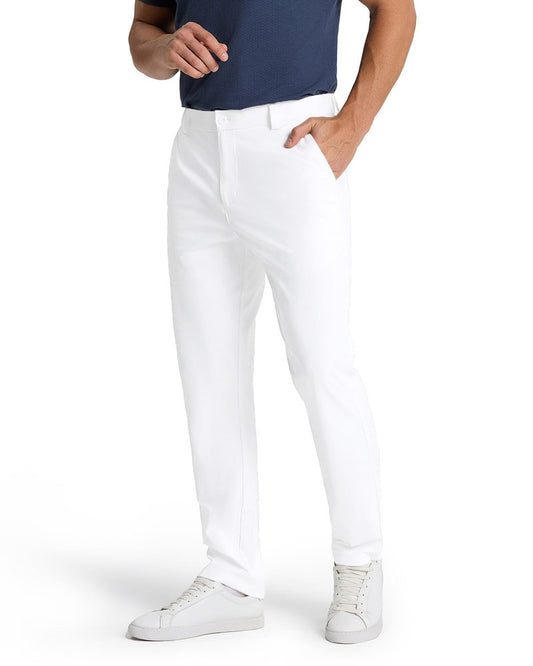 SNOWTEN Mens Slacks for Men, Classic Fit Golf Pants for Men, Stretch Dress Pants Men 32" Quick Dry Lightweight, Pockets Pure White 34w × 32L