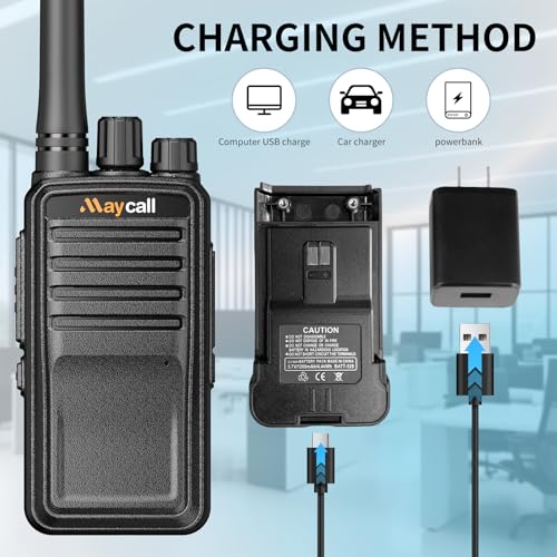 MC-528 Professional Walkie Talkies 2 Pack with Earpiece 2 Way Radio Long Range Rechargeable Portable Two-Way Radios One Click Frequency Matching Encrypted Call for Trip Camping Hiking Skiing