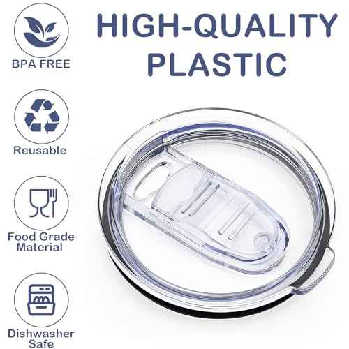 2PCS 40 oz Tumbler Replacement Lid Only Compatible with Silver Buffalo Stainless Steel Tumbler, Reusable Tumbler Cover, Spill Proof, Straw Friendly, BPA Free (2 Pcs)