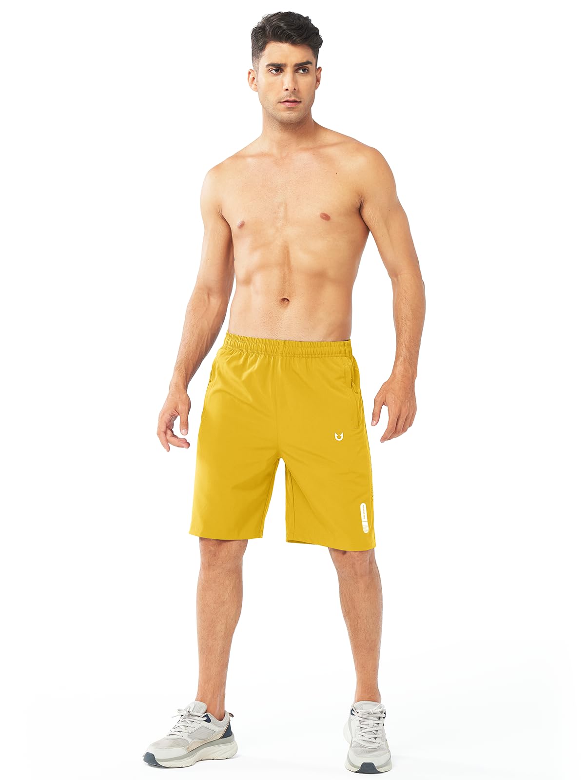 NORTHYARD Men's Athletic Running Shorts Gym Workout 7"/9"/5" Quick Dry Lightweight Sports Basketball Tennis 3 Zipper Pockets YELLOW-9inch L