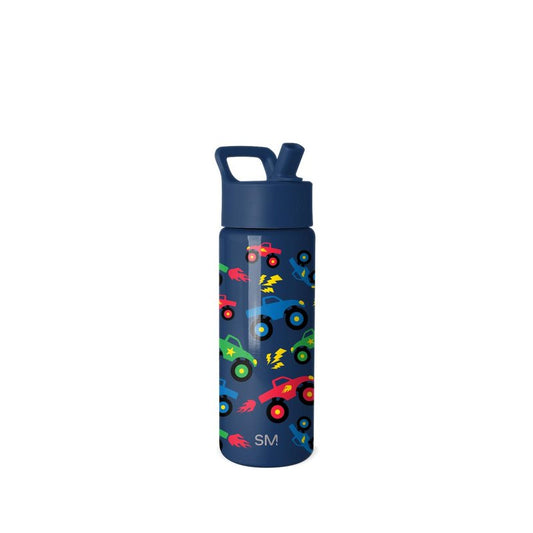 Simple Modern Kids Summit Water Bottle with Straw Lid | 18oz Stainless Steel Cup Insulated Tumbler for Boys, School | Monster Truck Rally