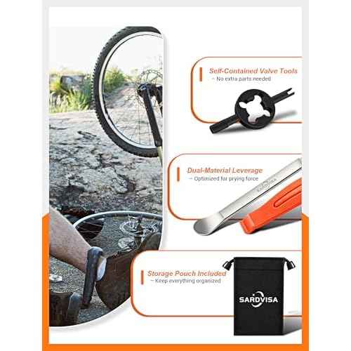 Bike Tire Levers| 3-Pcs Ultra Strong Tire Levers & 2-Pcs Stainless Steel Tire Spoons, Bike Tire Removal Tool for Road or Mountain Bike Tires, Must Have Bike Tire Tool in Bike Tire Repair Kit