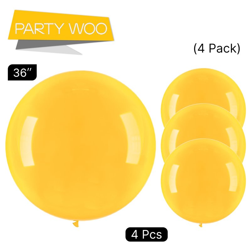 PartyWoo Mustard Yellow Balloons 4pcs 36 Inch Yellow Fall Balloons for Birthday Graduation Gender Reveal Engagement Baby Shower Bee Summer Sunflower Little Cutie Lemon Party Decorations Yellow-Y10