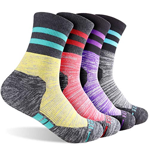FEIDEER Women's Hiking Walking Socks, Multi-pack Outdoor Recreation Cotton Socks Wicking Cushion Crew Socks
