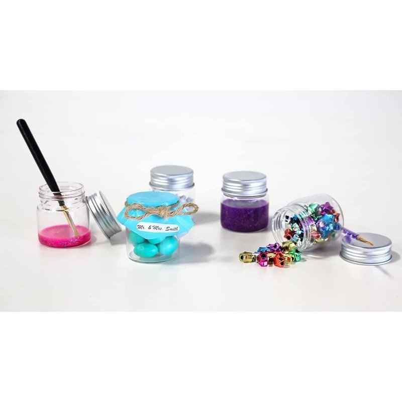 Juvale Mini Glass Spice Jars with Lids - 1.7 oz, Clear Art Deco, 5-Pack - Glass Craft Jars with Lids for Spices, Jams & Crafts
