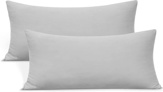 Skiennix Stretch King Pillow Cases - Ultra Soft Jersey Knit Microfiber | 20x36/20x40, Light Gray - 2-Pack