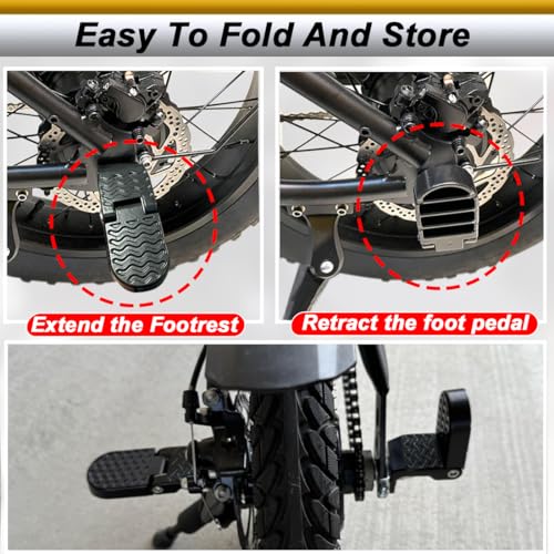 2PCS 15MM U Slot Bike Rear Pedals,Aluminium Alloy Bicycle Bike Peg, Non-Slip Ebike Pegs for Passenger, Folding Bike Rear Pedals for E-Bike, Mountain Bike,Road Bike, BMX Accessorie