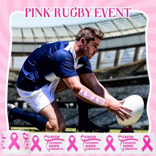 Geiserailie 2 Pack Breast Cancer Awareness Sticky Athletic Tape 2in x 30ft Pink Ribbon Cotton Sports Tape Wrist Wrap for Football Soccer Trainers Finger Wrist Ankle Men Women Gifts(White)