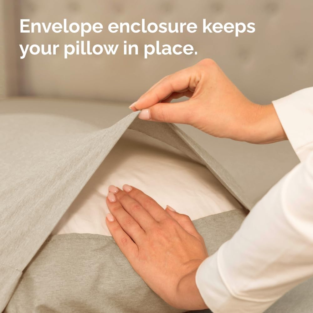 Standard Pillow Cases Set of 2 | Ultra-Soft Hotel Quality Covers - Comfy, Wrinkle-Free & Stain Resistant - Heathered Beige