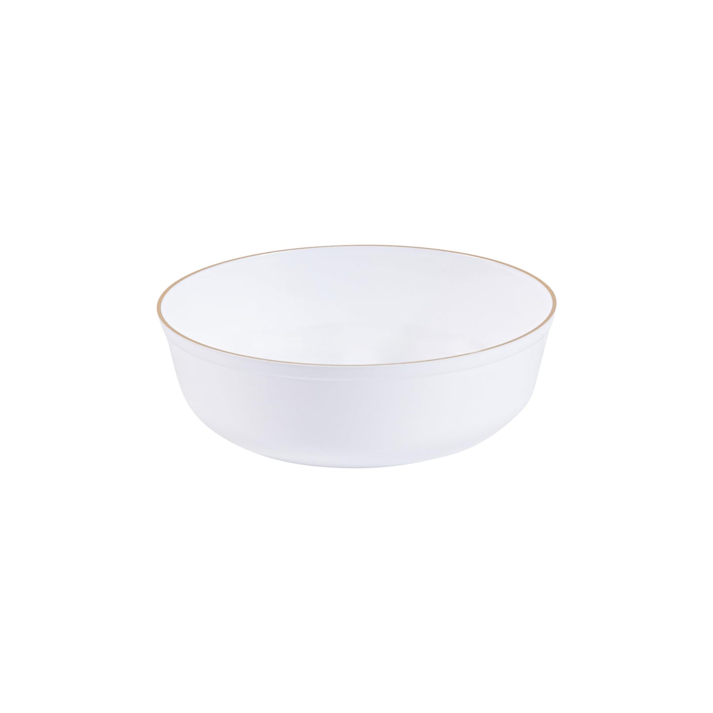 PLASTICPRO [30 Pack 6 OZ Bowls Edge Collection White with Gold Rim Plastic Party Dessert Bowls Premium heavyweight Elegant Disposable Tableware Dishes
