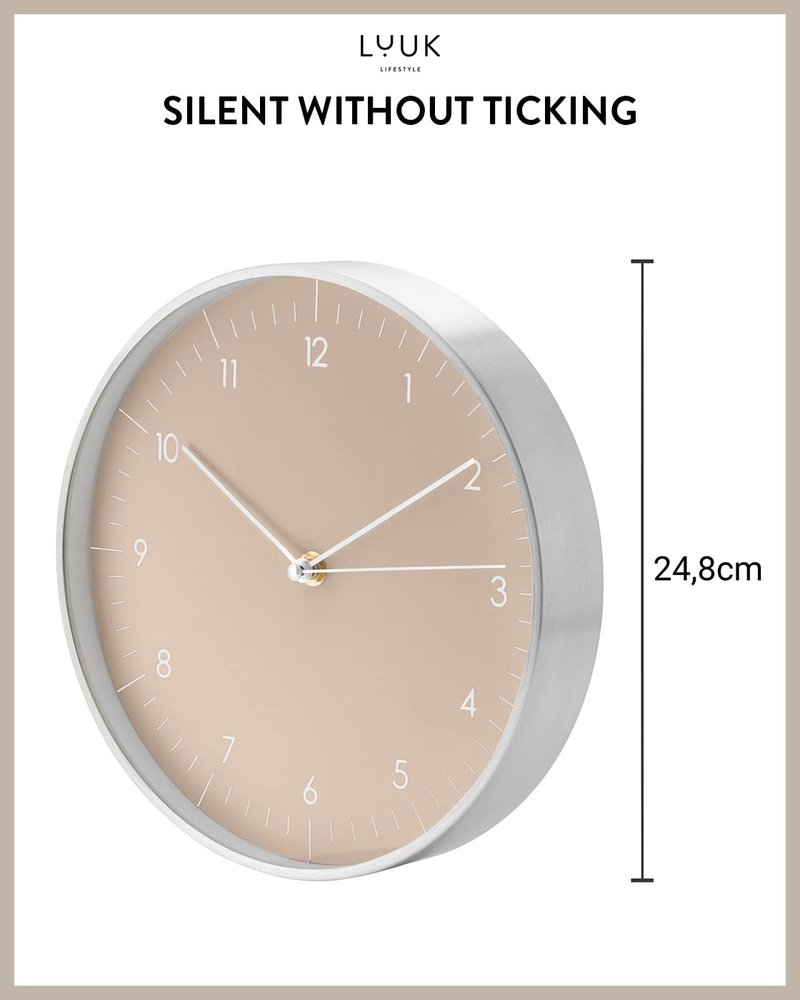 LUUK LIFESTYLE Modern wall Clock with Silent Quartz Movement, Stylish & Functional, Decoration for Bedroom, 12 inch, in Black & Gold