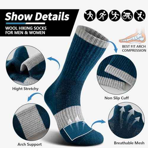 Clothirily Wool Socks for Women, Thermal Warm Womens Merino Wool Hiking Socks, Cozy Cabin Winter Boot Socks for Women