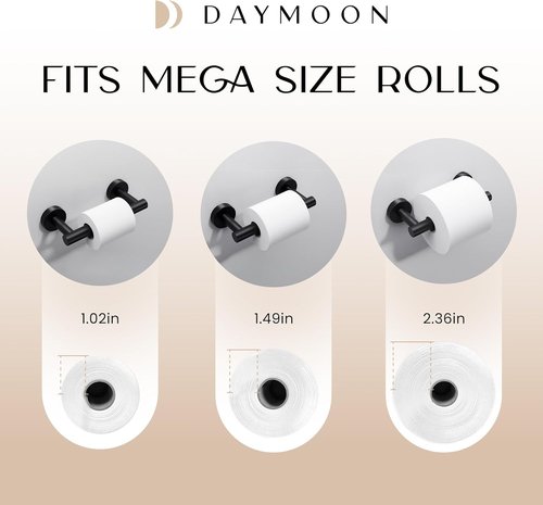 Day Moon™ Toilet Paper Holder - Modern Wall-Mounted Roll Holder - Classic Black Finish - 1 Pack