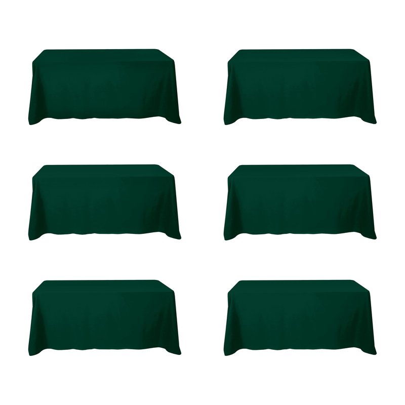 BRILLMAX 6 Pack Hunter Green Tablecloths 90 x 132 Inch for 6ft Rectangle Tables - 150 GSM Polyester Fabric, Floor Length Drop, Water, Stain & Wrinkle Resistant Cloth for Wedding Reception Banquet