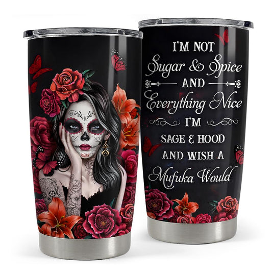 SANDJEST Sugar Skull Tumbler 20oz Stainless Steel Insulated Coffee Travel Mug Cup for Women Girls Gifts for Birthday Christmas Halloween