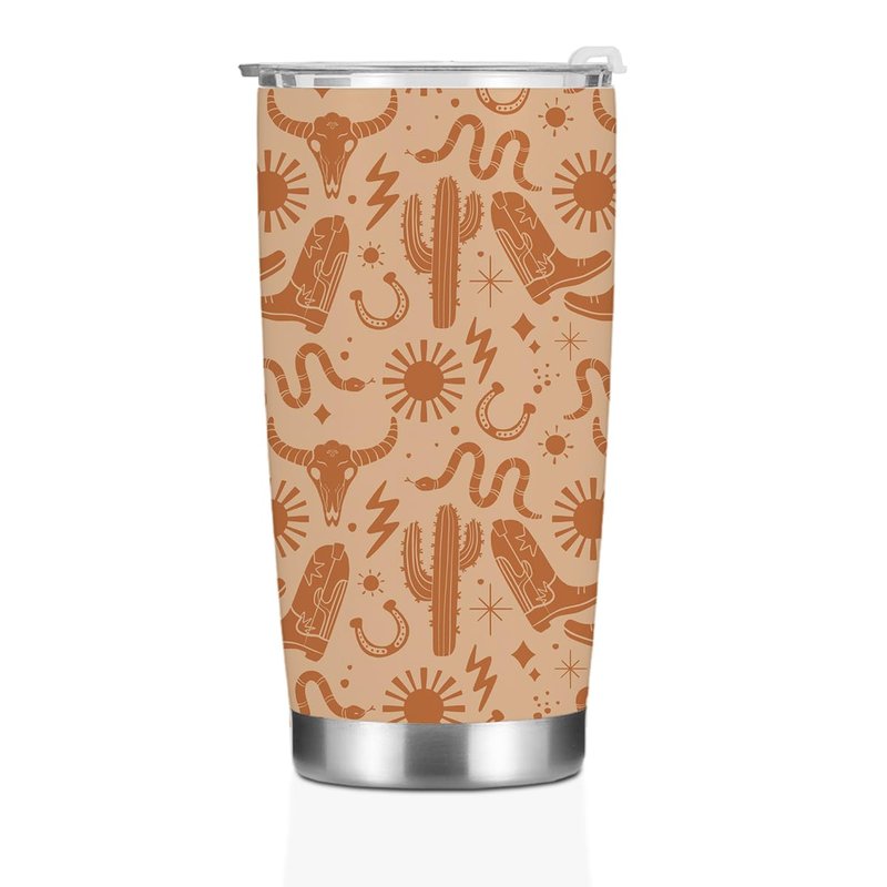 Birthday Christmas Decor Boho Western Coffee Tumbler, 20 oz Tumblers, Insulated Coffee Mug, Stainless Steel Thermal Cup Travel Coffee Cup, Cow Print Stuff Western Gifts for Women Men Coworker