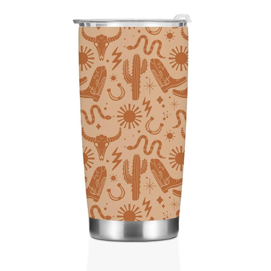 Birthday Christmas Decor Boho Western Coffee Tumbler, 20 oz Tumblers, Insulated Coffee Mug, Stainless Steel Thermal Cup Travel Coffee Cup, Cow Print Stuff Western Gifts for Women Men Coworker