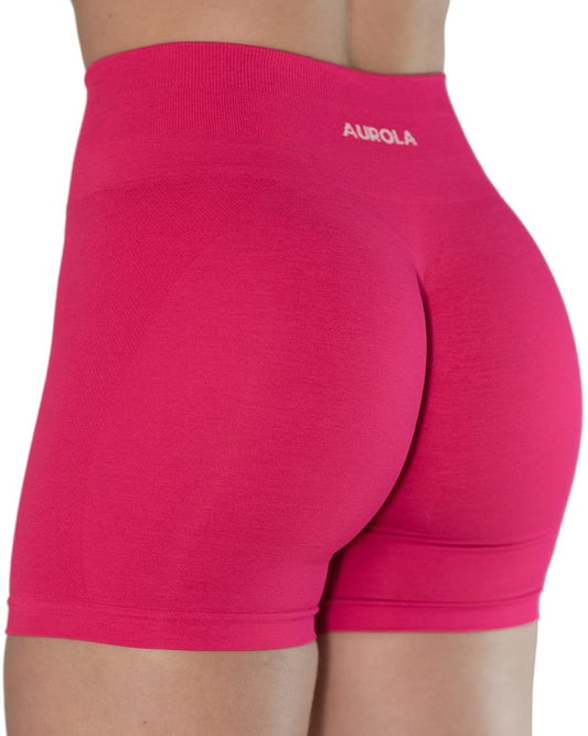 AUROLA Intensify V2.0 Women's Workout Shorts Athletic Running Shorts, Seamless High Waist Sport Gym Yoga Shorts 3.6 Pink