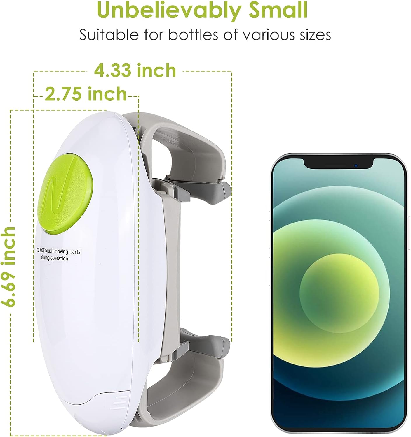 Skiennix Electric Jar Opener - Automatic Hands-Free Kitchen Gadget for Effortless Opening | White