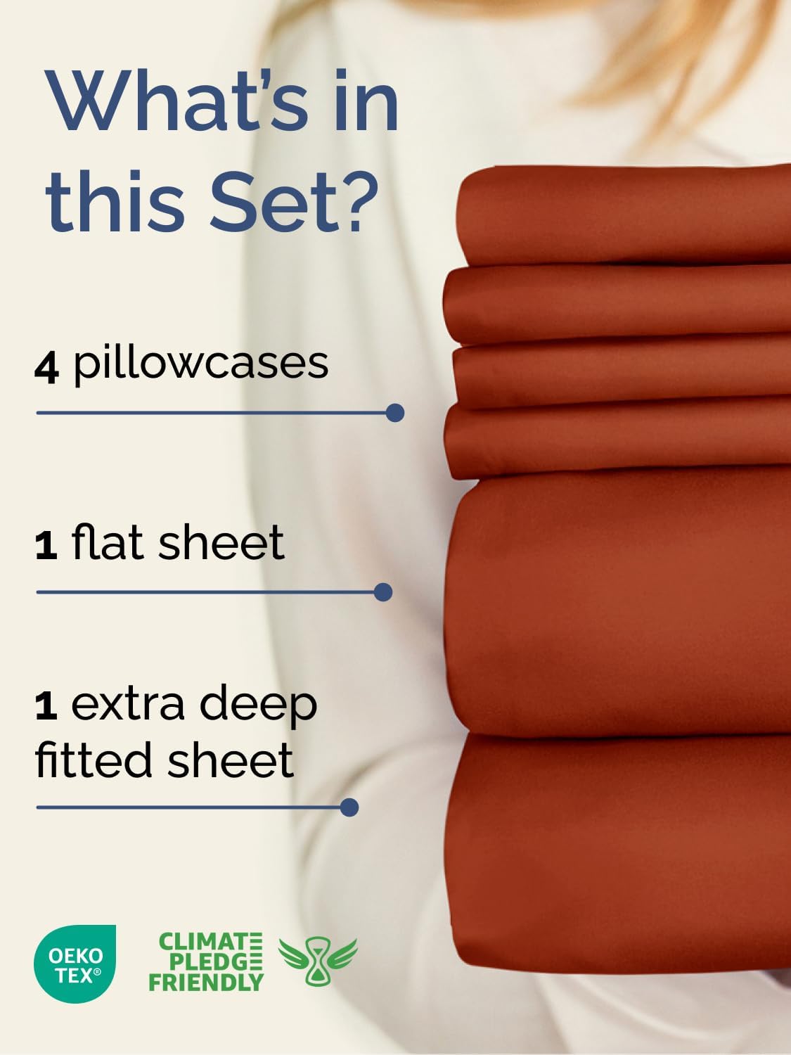 Skiennix Extra Deep Full Sheet Set - 6-Piece Breathable Cooling Bedding - Soft, Wrinkle-Free Terracotta