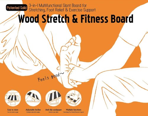 KIJO Studio Professional Wooden Calf Stretcher Slant Board 500 lbs Weight Capacity 16-Angle Adjustable Incline Calf Stretch Slant Board for Calf Stretching Exercise Squat & Physical Therapy