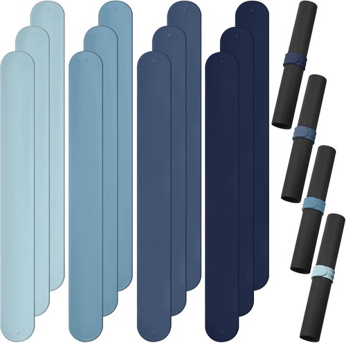 Charniol Wrapping Paper Roll Holder - 12-Piece Silicone Covered Metal Strips | 1 x 9 Inch Stabilizer in Blue
