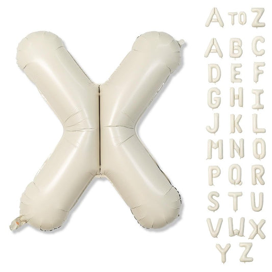 Giant Alphabet X Foil Name Balloons, Cream Ivory White Inflatable Word X Letters for Birthday Decor, 40 Inch Mylar Beige A-Z Custom Letter for Girls Baby Shower Party Decoration Supplies