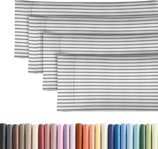 Skiennix Body Pillowcases Set of 4 | Soft, Breathable 20x54 Long Pillow Covers - Grey Stripes, Machine Washable