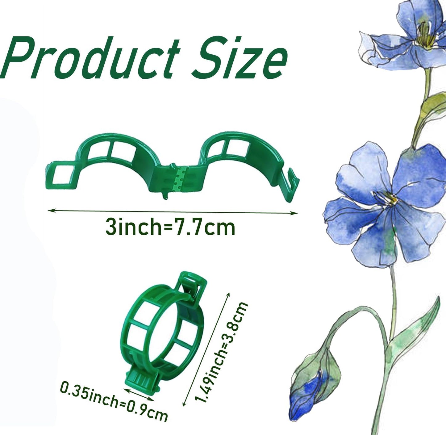 Skiennix Plant Support Clips - 100pcs Tomato & Grape Vine Clips for Garden Trellis | Green Plastic Fixing Clips