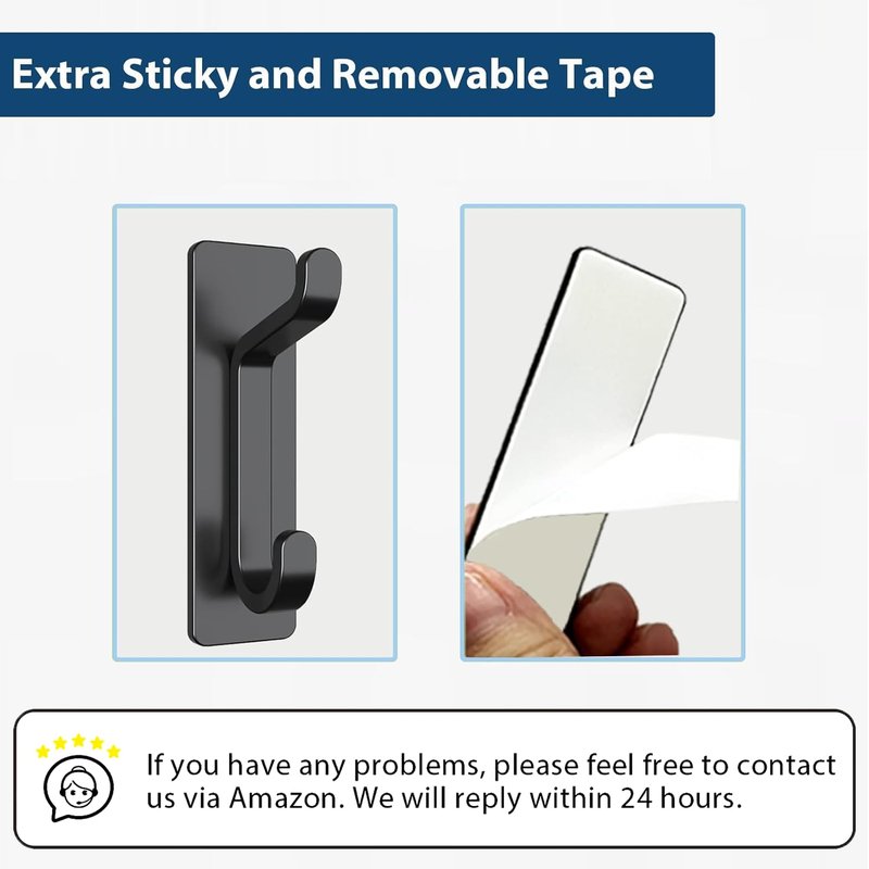 pickpiff Wall Hooks for Coat and Towel: 13LB Strong Adhesive Door Hanger Stick on, Silver 6 Pack