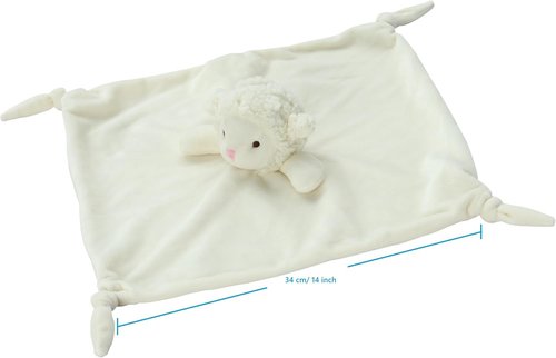 CREVENT Cozy Plush Baby Security Blanket - Soft Minky Lovey with Animal Face (Ivory Sheep)