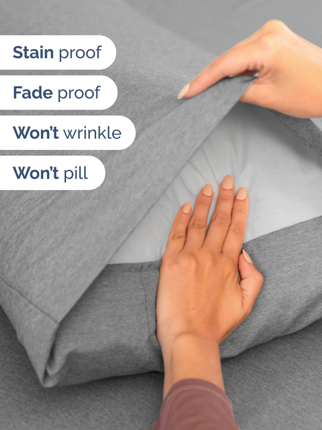 Skiennix Extra Deep Cal King Sheet Set | 6-Piece Breathable Cooling Bedding - Soft, Wrinkle-Free Heathered Grey