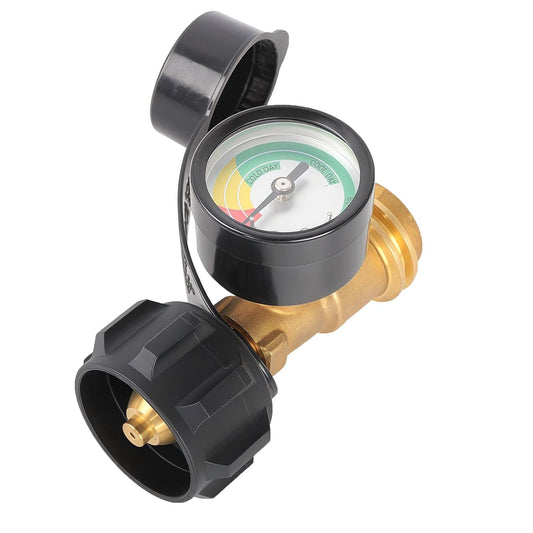 Propane Tank Gauge - QCC1/Type 1 Connection for 5-20 lb LP Tanks | Ideal for RVs, Grills & Heaters